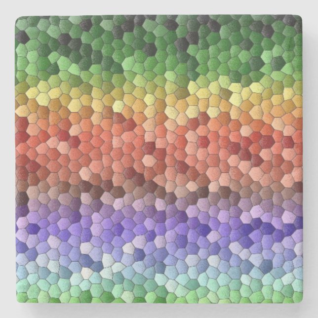 Rainbow Mosaic Stone Coaster (Front)
