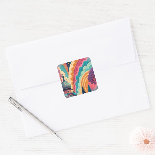 Rainbow Mosque Fantasy Sticker – Customisable (Envelope)