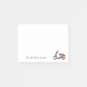 Rainbow Motor Scooter Moped Custom Message Post-it Notes