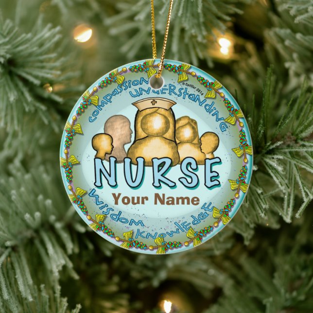 Rainbow motto nurse  ceramic ornament (Tree)