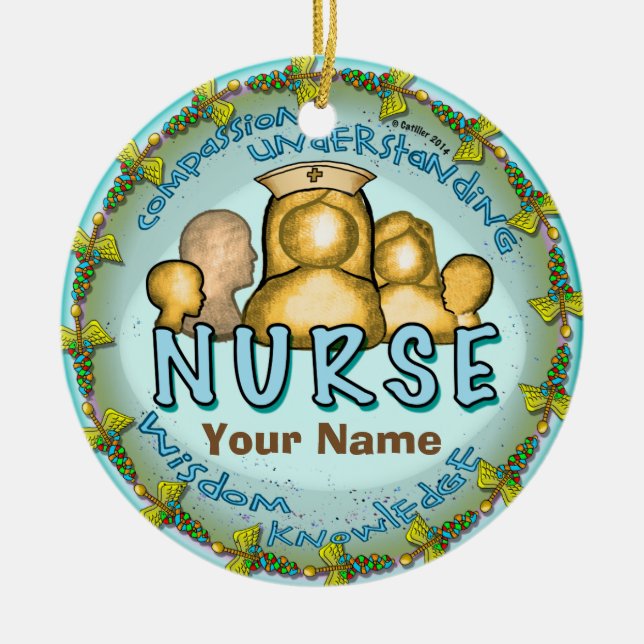 Rainbow motto nurse  ceramic ornament (Front)