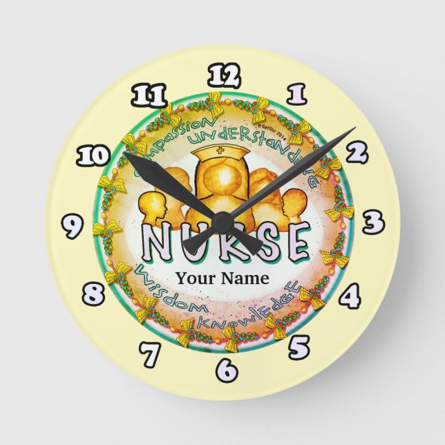 Rainbow motto nurse  round clock (Front)