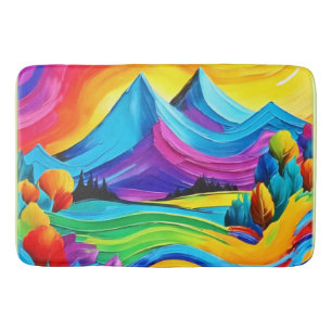 Rainbow Mountain Majesty Art Bath Mat