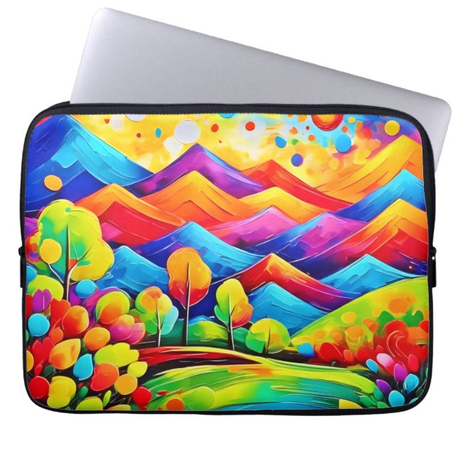 Rainbow Mountains Abstract Landscape Laptop Sleeve (Front)