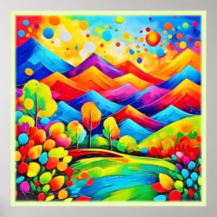 Rainbow Mountains Abstract Landscape Poster