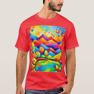 Rainbow Mountains Abstract Landscape T-Shirt