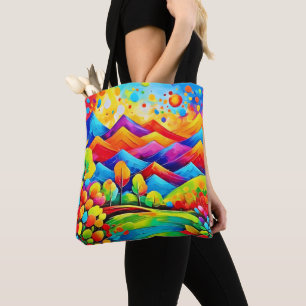 Rainbow Mountains Abstract Landscape Tote Bag