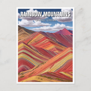 Rainbow Mountains Gansu China Travel Postcard