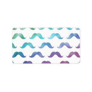 Rainbow Moustache Faux Foil Metallic Moustaches Label