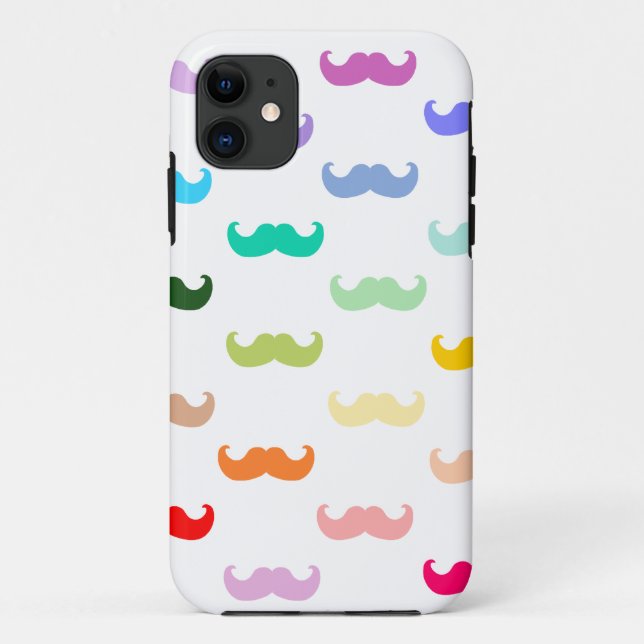 Rainbow Moustache pattern on white Case-Mate iPhone Case (Back)