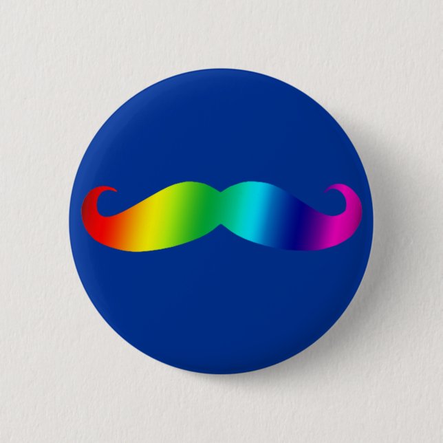 Rainbow Moustache T-shirt 6 Cm Round Badge (Front)