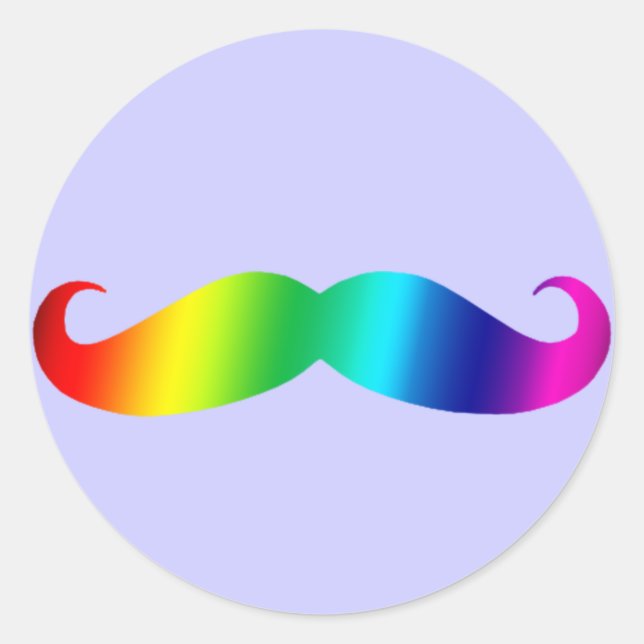 Rainbow Moustache T-shirt Classic Round Sticker (Front)