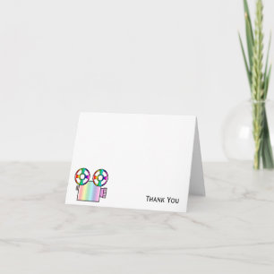 Rainbow Movie Camera on White Thank You Card