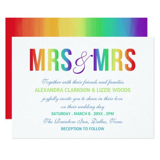 Rainbow Mrs And Mrs Lesbian Wedding Card Au