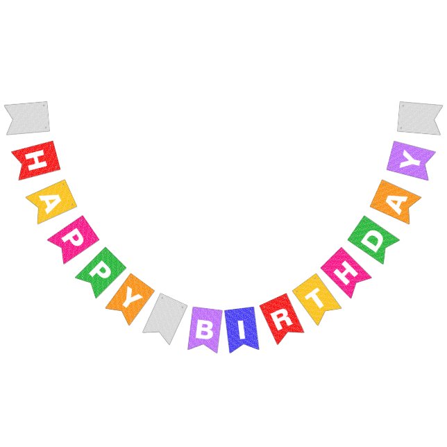 Rainbow Multi Colour Hearts Happy Birthday Bunting (All)
