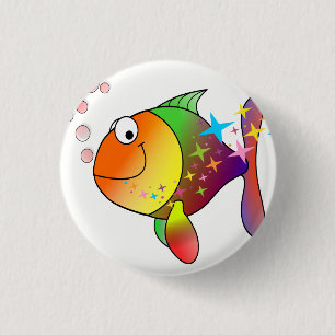 Rainbow multi colour pacific ocean tuna 3 cm round badge