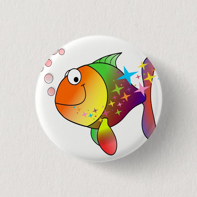 Rainbow multi colour pacific ocean tuna 3 cm round badge (Front)