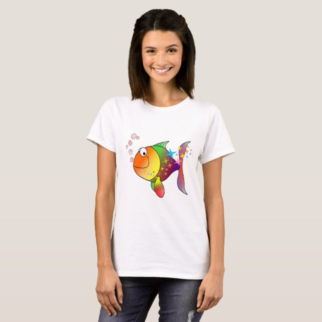 Rainbow multi colour pacific ocean tuna T-Shirt (Front Full)