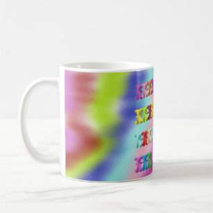 Rainbow multi coloured bright mug