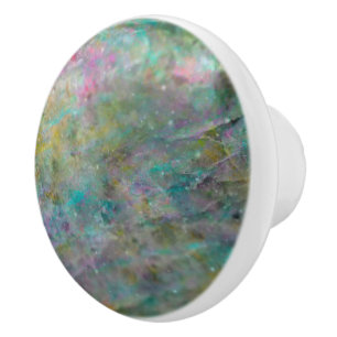 Rainbow Multi Coloured Crystal Rock Marble Ceramic Knob