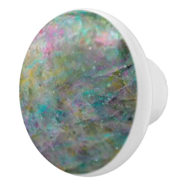 Rainbow Multi Coloured Crystal Rock Marble Ceramic Knob (Right)