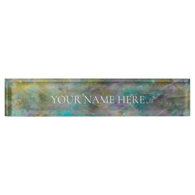 Rainbow Multi Coloured Crystal Rock Marble Nameplate (Front)