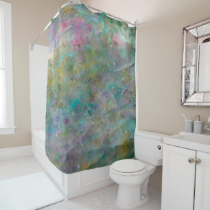 Rainbow Multi Coloured Crystal Rock Marble Shower Curtain