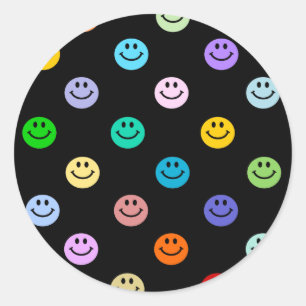 Rainbow Multicolor Face Pattern Classic Round Sticker