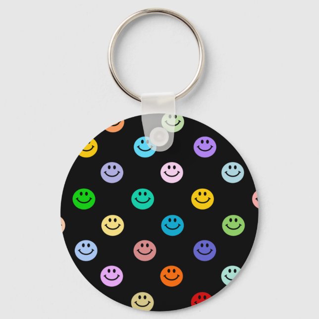 Rainbow Multicolor Face Pattern Key Ring (Front)