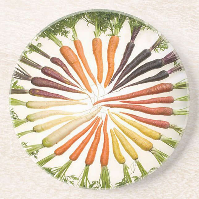 Rainbow Multicolored Carrots Coaster (Front)