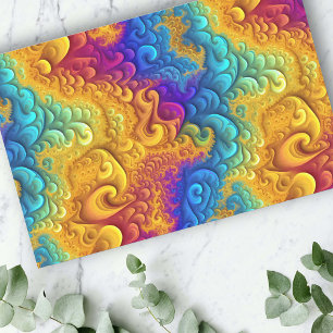 Rainbow Multicolored Gold Fractal Tissue Paper