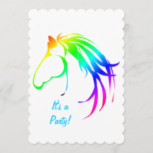 Rainbow Multicolored Horse Birthday Custom Invite
