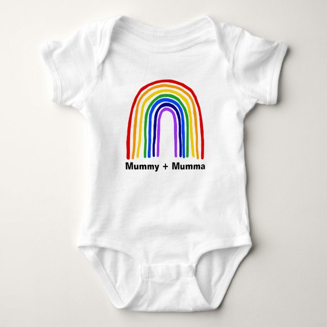 Rainbow Mummy + Mumma baby bodysuit (Front)
