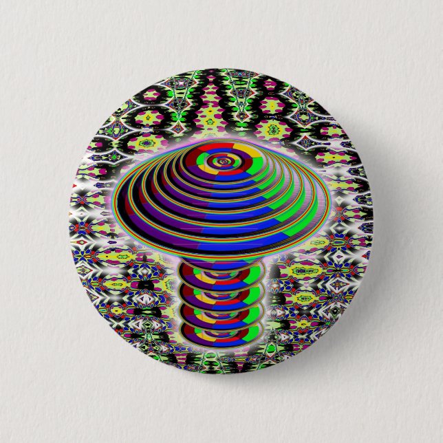 Rainbow Mushroom - Geometric 6 Cm Round Badge (Front)
