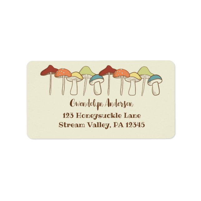 Rainbow Mushrooms Toadstools Return Address Label (Front)