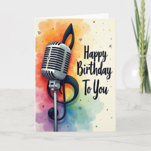 Rainbow Music Birthday Card