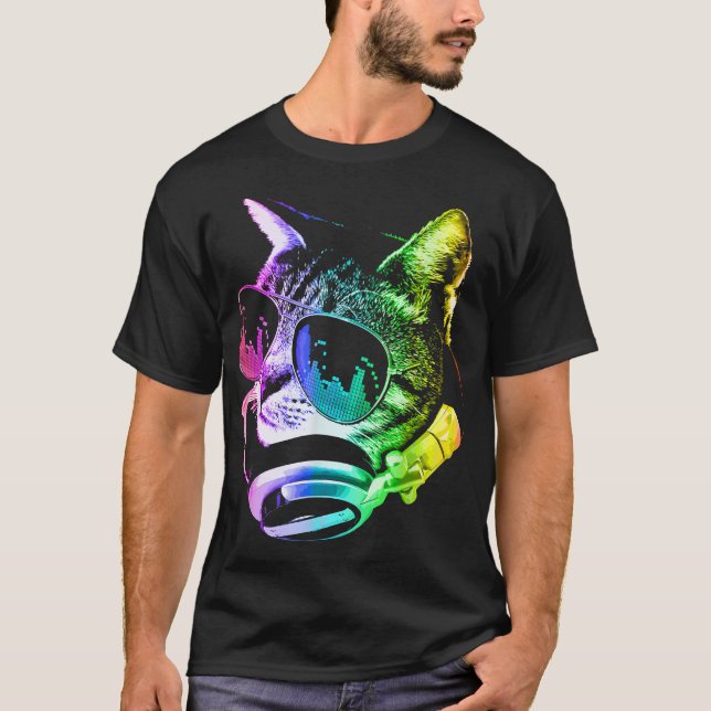 Rainbow Music Cat  T-Shirt (Front)