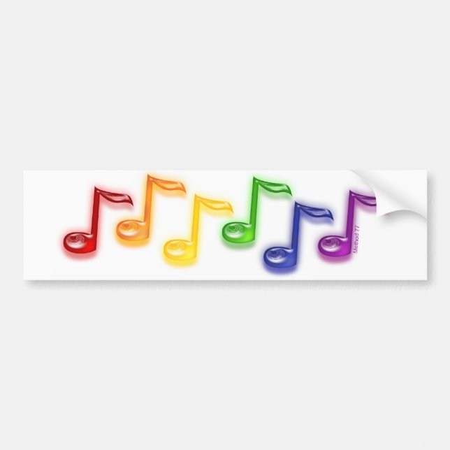 Rainbow Music Notes Bumper Sticker (Front)