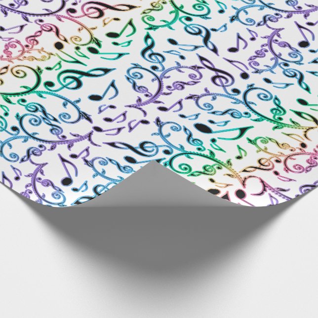 Rainbow Music Notes Pattern Wrapping Paper (Corner)