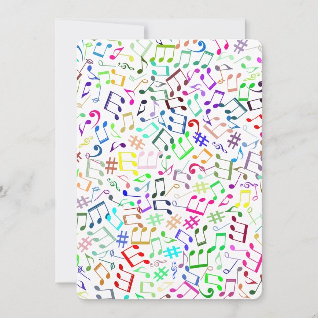rainbow music notes rockstar invitation (Front)