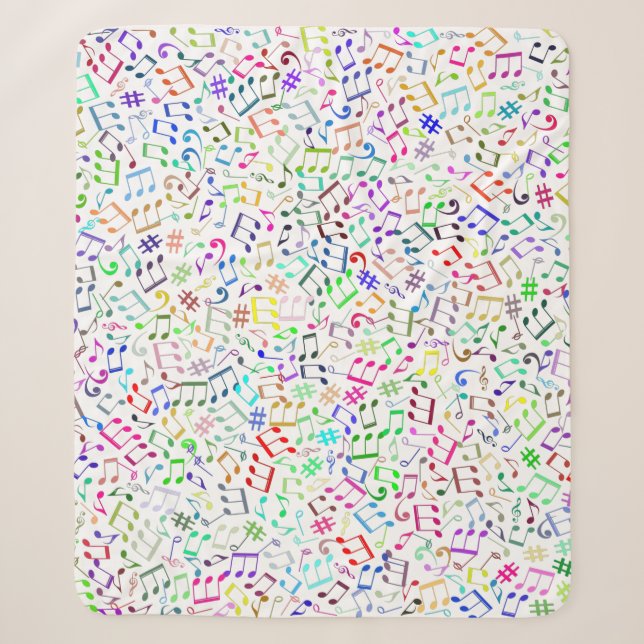 rainbow music notes rockstar sherpa blanket (Front)