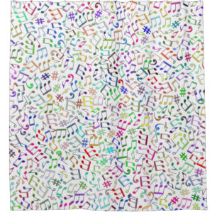 rainbow music notes rockstar shower curtain