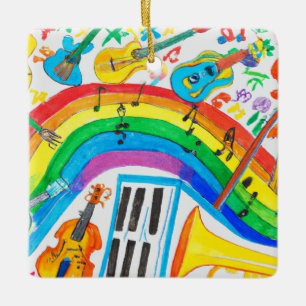 Rainbow Musical Instruments Band Teacher Musician Ceramic Ornament