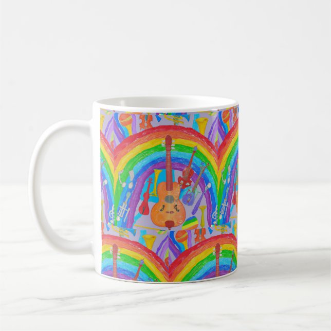 Rainbow Musical Instruments Band Teacher Musician  Coffee Mug (Left)