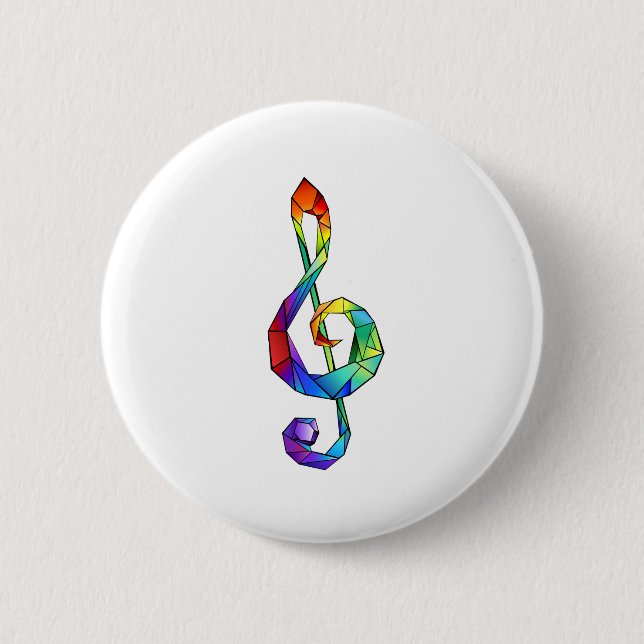 Rainbow Musical Key 6 Cm Round Badge (Front)