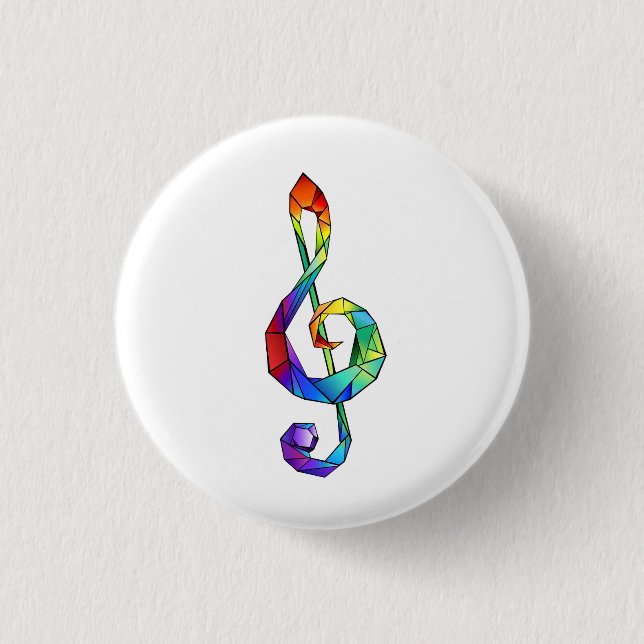 Rainbow Musical Key treble clef 3 Cm Round Badge (Front)
