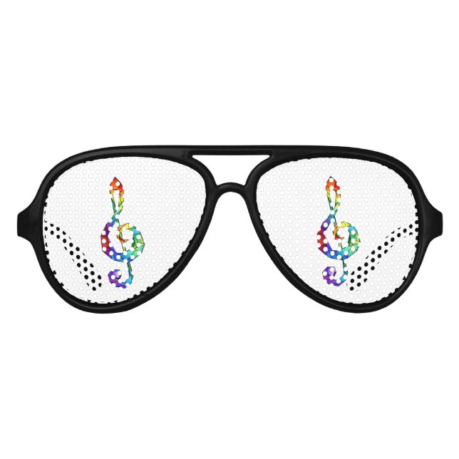 Rainbow musical key treble clef aviator sunglasses (Front)