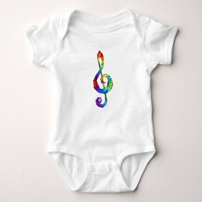 Rainbow musical key treble clef baby bodysuit (Front)