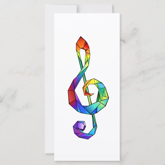 Rainbow musical key treble clef card (Front)