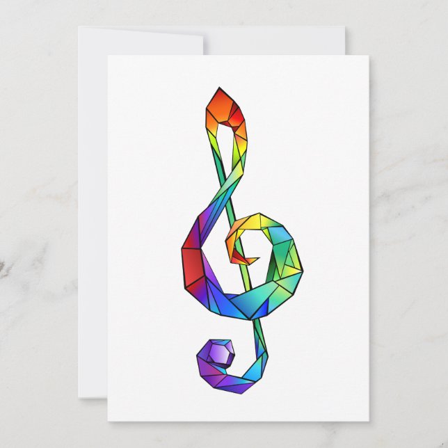 Rainbow musical key treble clef card (Front)